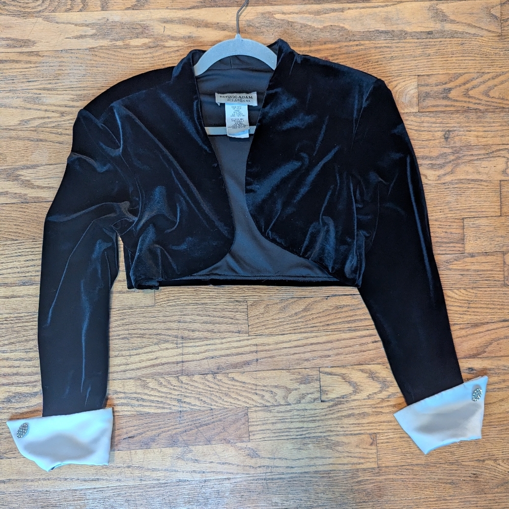 80's Black Velvet Bolero Jacket Crop Retro Glam